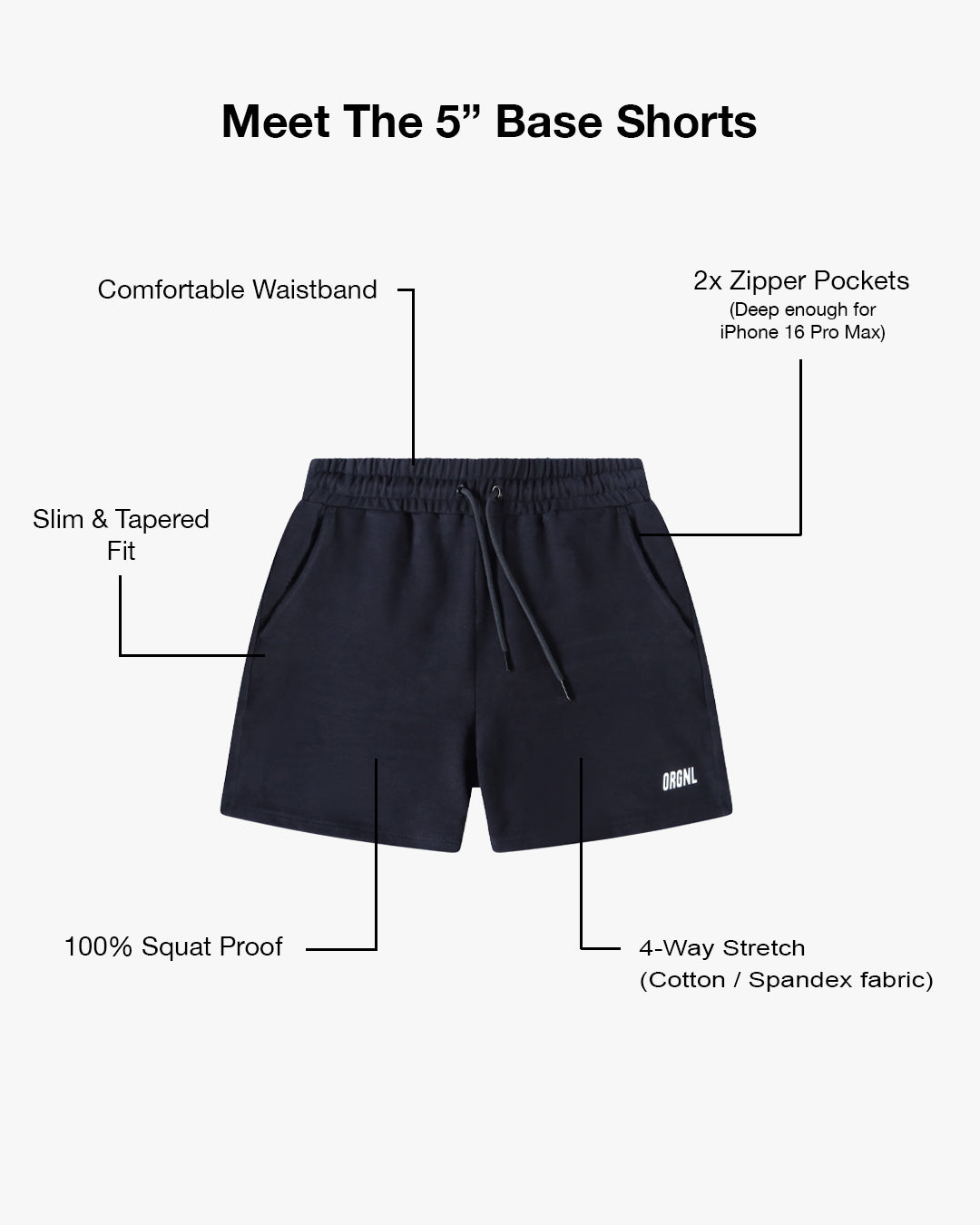 5" Base Shorts - Black