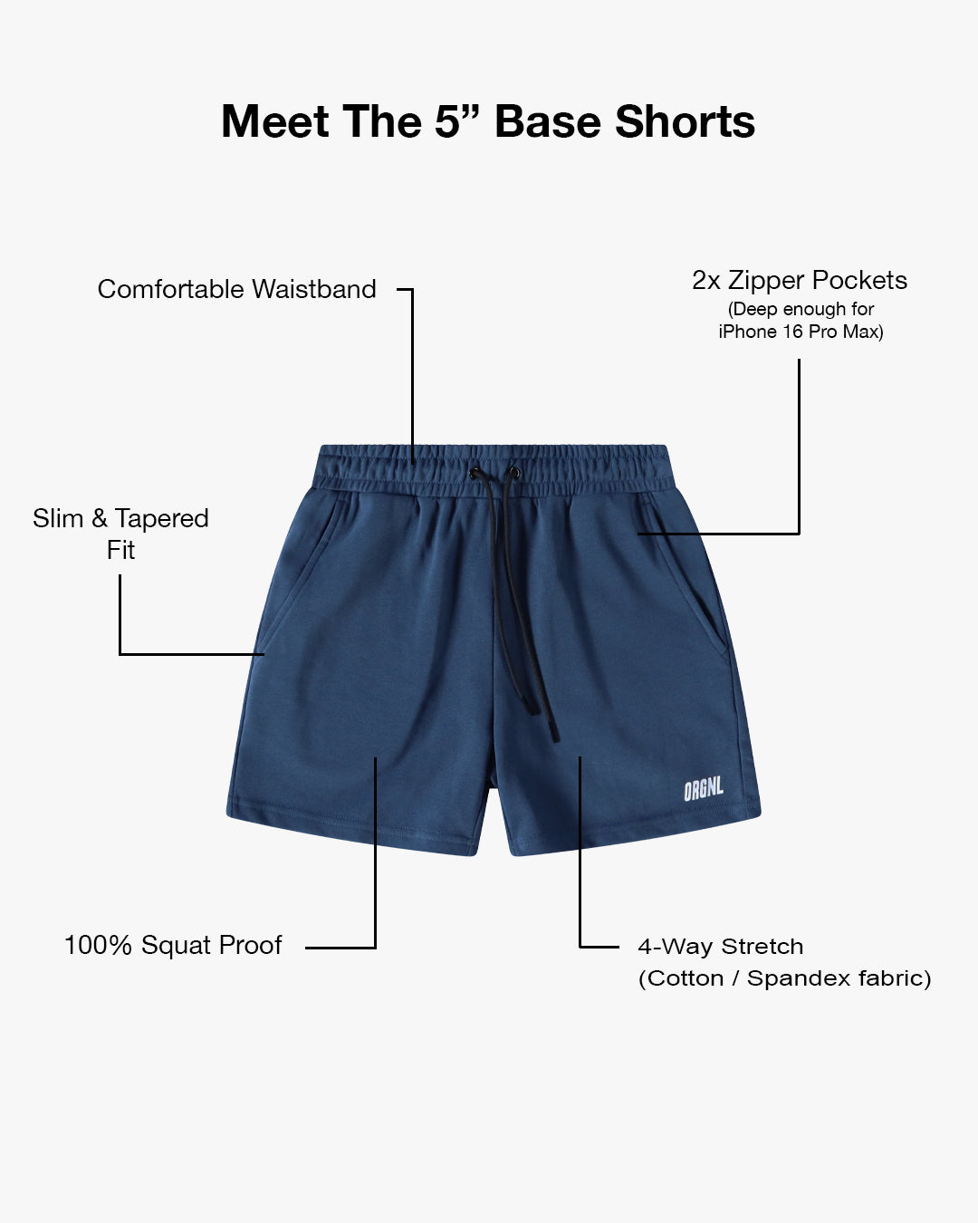 5" Base Shorts - Navy
