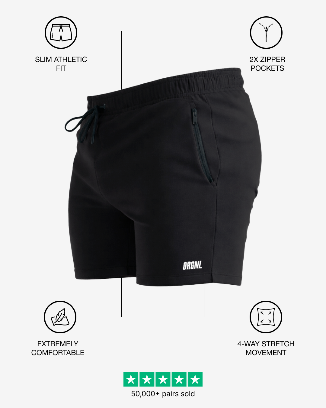 5" Base Shorts - Black