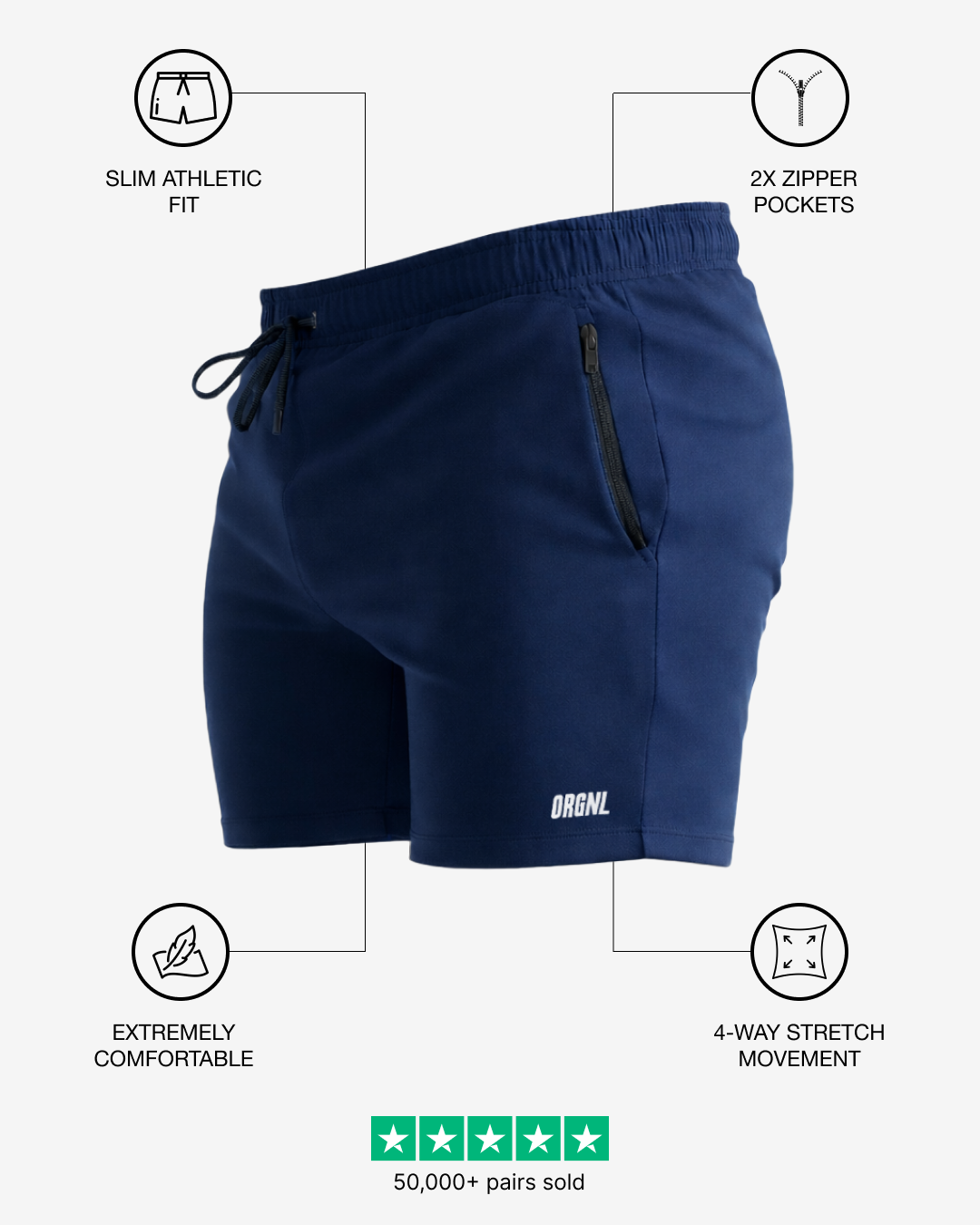 5" Base Shorts - Navy