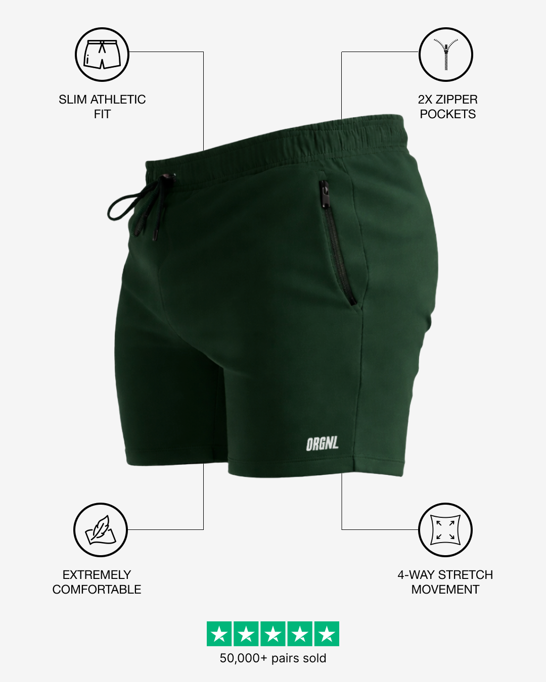 5" Base Shorts - Forest Green
