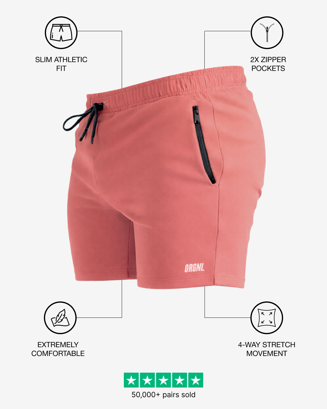 5" Base Shorts - Salmon
