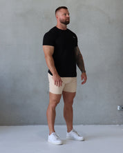Raw Edge Shorts Tan 03