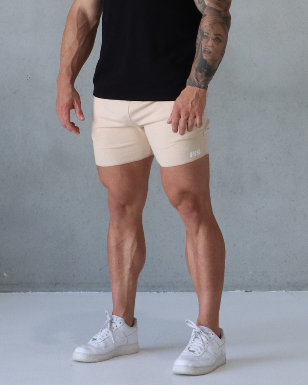 Raw Edge Shorts Tan 06